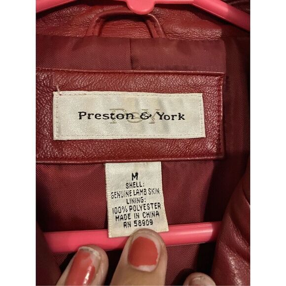 Preston & York Red Genuine Lamb Skin Leather Zip Jacket Vintage Size Medium - Picture 4 of 8